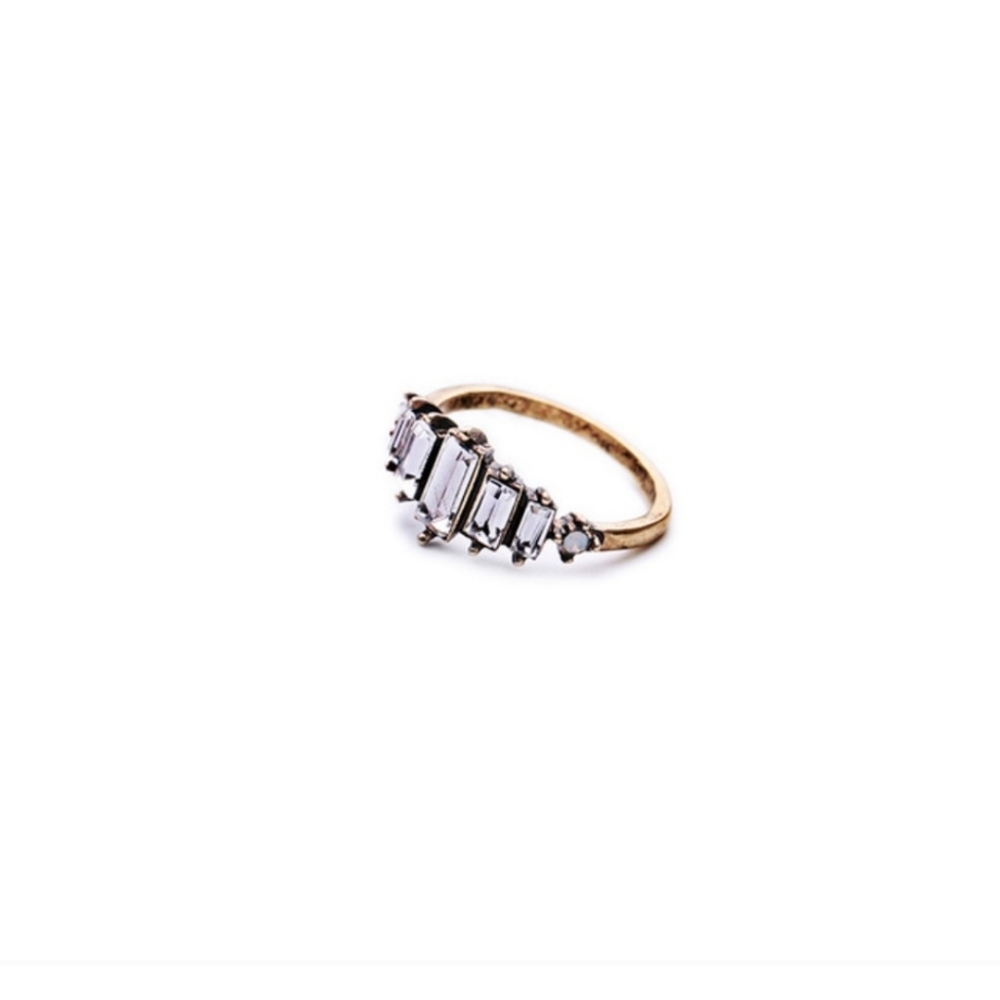 Glass Crystal Emerald Cut Statement Ring - Picture 5 of 5